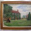 G.A. Poole - Lady and Her Dog, Old English Primitive Oil - 19th Century