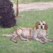 G.A. Poole - Lady and Her Dog, Old English Primitive Oil - 19th Century
