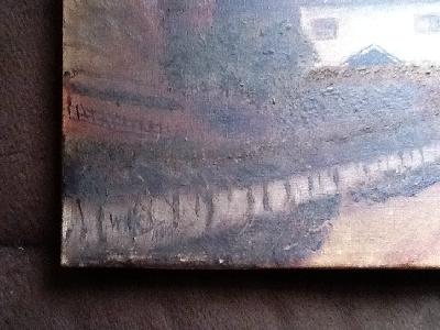 W.H. Capel - Two Old Primitive Oil Paintings, Sheep and Cottages 1908 & 12