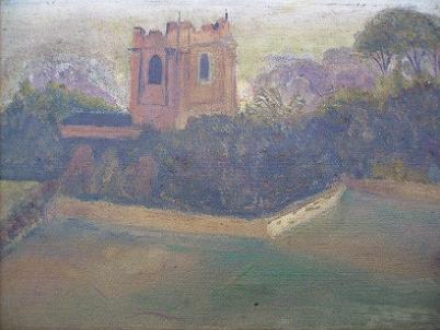 W.H. Capel - Two Old Primitive Oil Paintings, Sheep and Cottages 1908 & 12