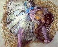 Degas Sitting dancer lacing her slipper Print