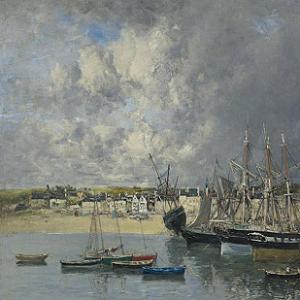 Eugene Boudin Boats At Anchor In The Port Portrieux Print