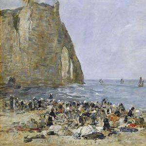 Eugene Boudin Washer Women On The Beach Of Etretat Print