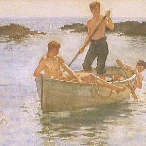 tuke boys bathing from a rowing boat print
