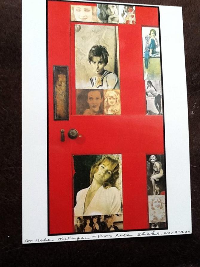 Peter Blake Girlie Door Signed Postcard